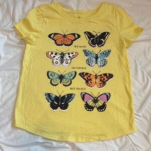 SO Girls Size 8 (M) Yellow Butterfly Graphic Tee